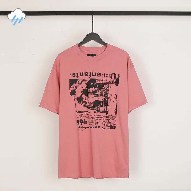 

High Quality Cotton High Street Abstract Pattern Printing T Shirt Tee Men Women Pink ERD T-Shirt 100% Cotton Tops With Tags