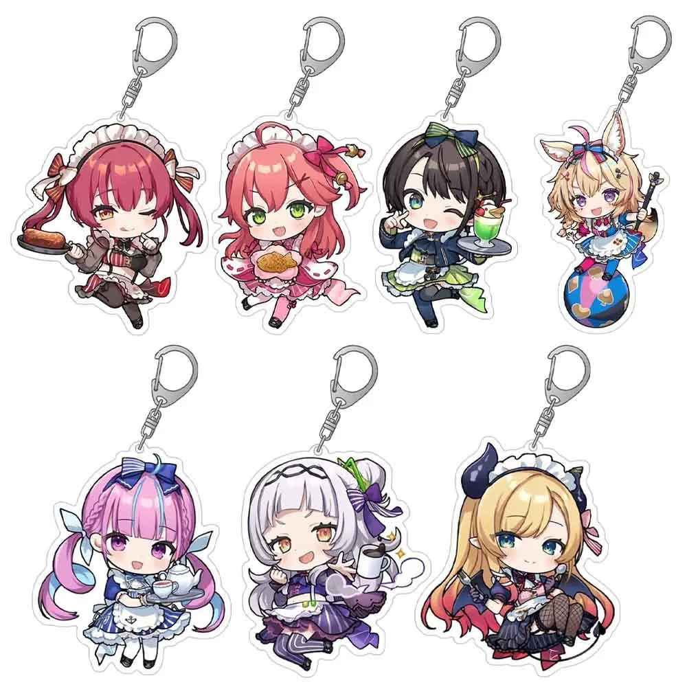 لاكي سبعة مخزن Hololive الظاهري Momosuzu Nene Moona Hoshinova Takane Lui Ayunda Risu Vestia Zeta شخصية سلسلة مفاتيح مصنوعة من الأكريليك
