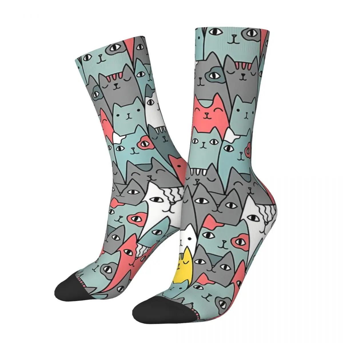 

Art Painting Suspicious Cats Socks Male Mens Women Summer Stockings Polyester