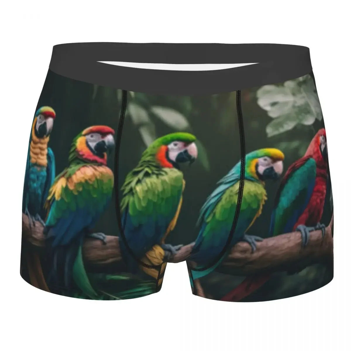 Mens Boxer Sexy Underwear Soft Long boxershorts Five Colored Parrots Underpants Male Panties