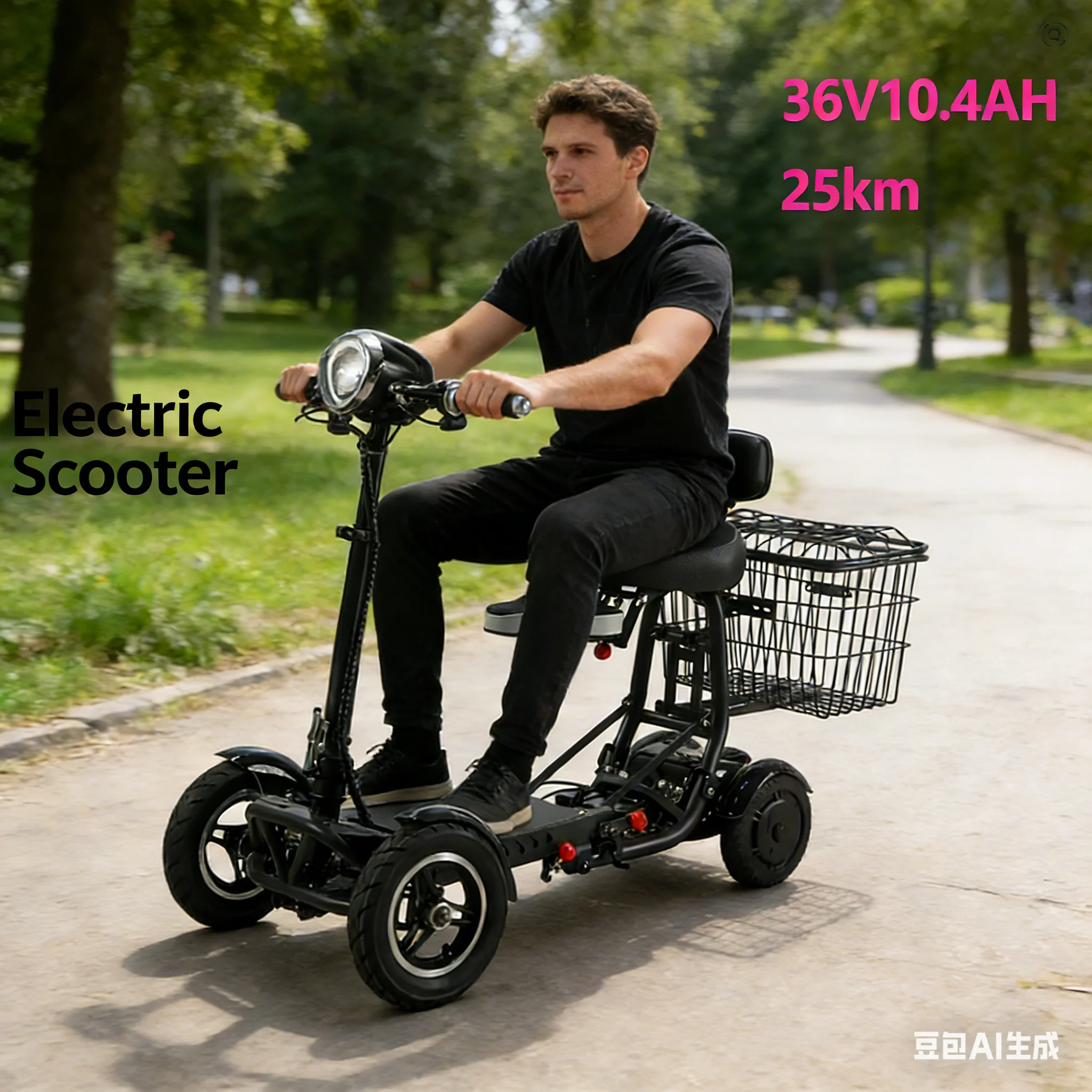 

Lightweight 10 Inch Brushless Elderly Electric Scooter With 4-wheel Foldable Scooter And Upgraded 400W Motor