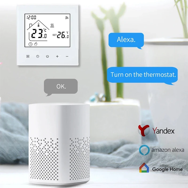 Imagem -02 - Wifi Termostato de Aquecimento Inteligente Display Lcd Controle de Voz Alexa Tuya Alice Elétrico Água Piso Controlador de Temperatura M4ahgb