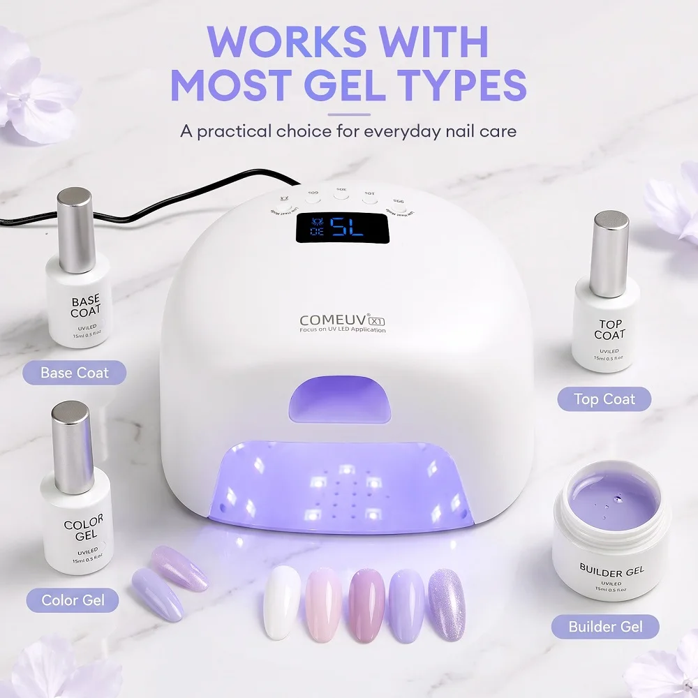 Professional UV LED Nail Lamp Dual Zone Gel Nail Dryer 365+405nm Gel Polish Curing Lamp Low Heat Gel Polish Dryer for Home Salon