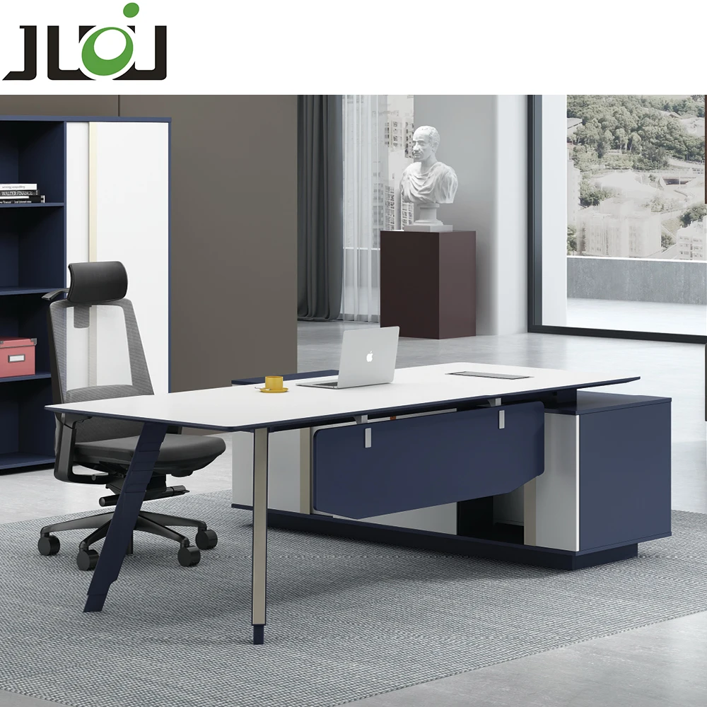 أحدث مكتب كمبيوتر مكتبي MDF حديث لعام 2019 من Foshan على شكل حرف L لوحة طاولة خشبية للمدير التنفيذي للمكتب التنفيذي #3
