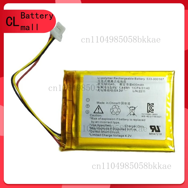 Batería 383040 de 400mAh para auriculares Logitech Zone /Zone Plus 533-000167