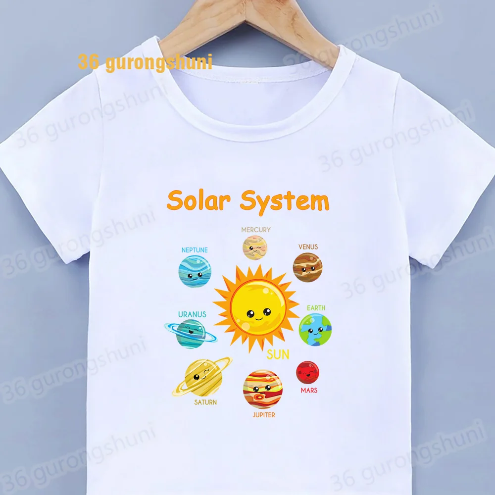 Children t Shirt For Girls Tshirt Solar System 8 Planets t-shirts Boys Artemis 2 Shirts Kids Clothes Baby summer Short Sleeve