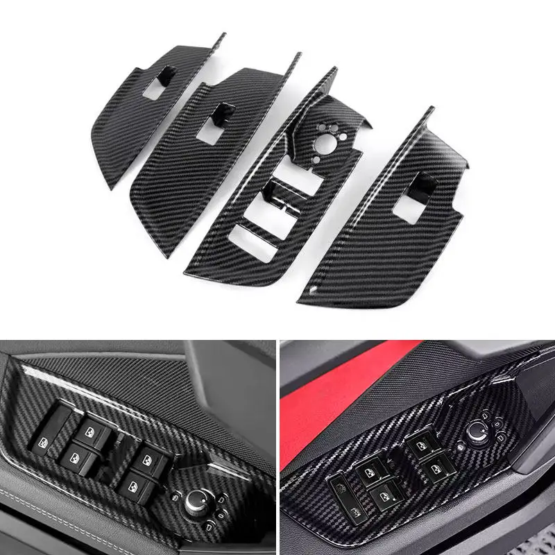 Car Inner Door Armrest Window Lift Panel Switch Buttons Cover Trim For Audi A3 8Y 2021 2022 2023 LHD Carbon Fiber Accessories