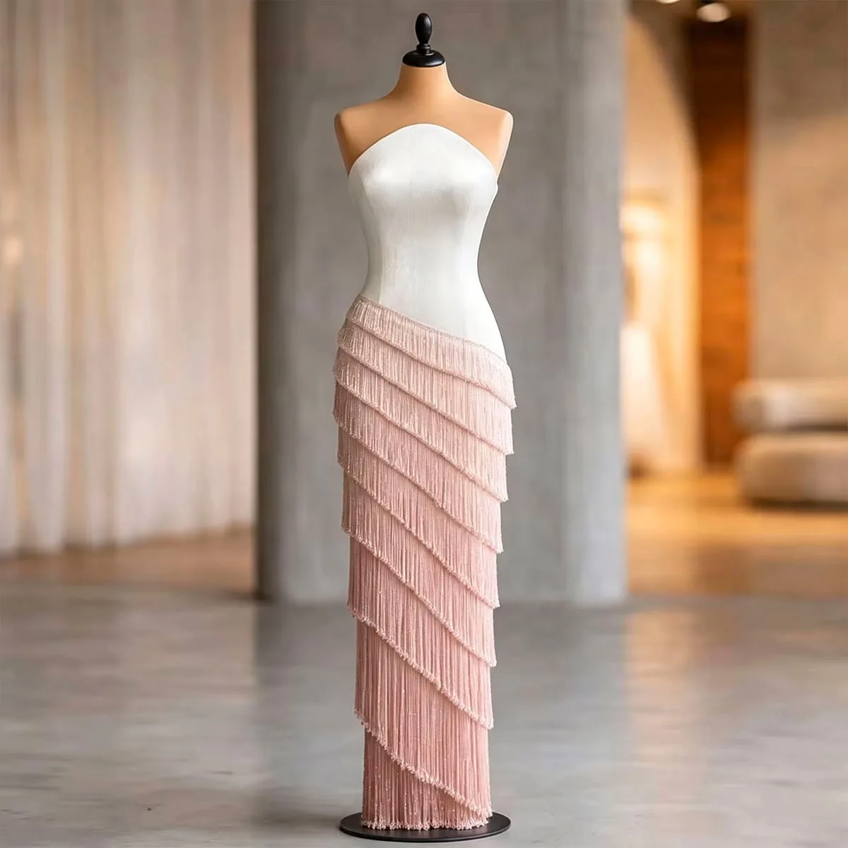 Luxury Tassel Applique Bridesmaid Dress Sleeveless Diamond Prom Evening Gown for Women Party Dresses Stylish Bridal Attire