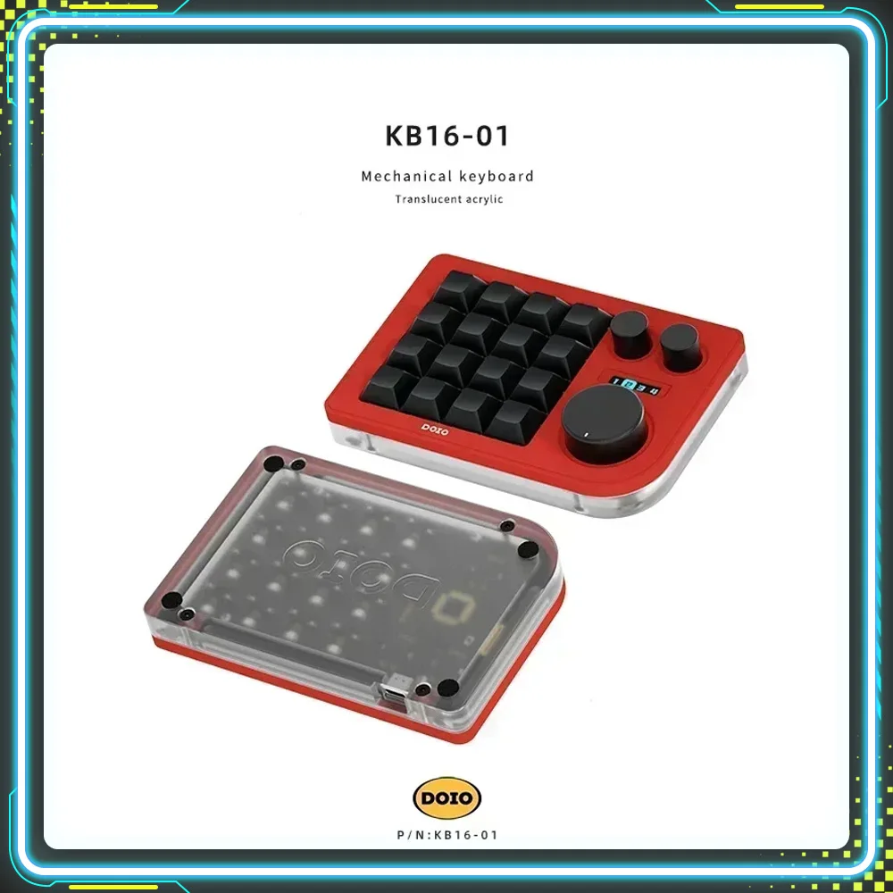 

Рекламные продукты DOIO KB16-01 Vermilion 16-клавишная мини-игровая клавиатура VIA QMK Эргономичный дизайнерский 3-ручный контроллер ПК Подарки