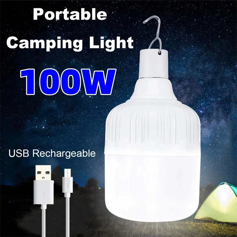 Luzes led portáteis ao ar livre usb recarregável acampamento luz led 20w 40 80 100 lâmpada à prova dwaterproof água lanternas de emergência lâmpada