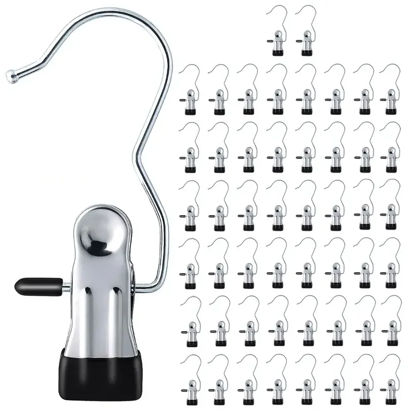 

30/40/50pcs Hangers, 360° Rotating Portable Wardrobe Organizers Stainless Steel Pants Clip for Home Storage and Clothes Drying