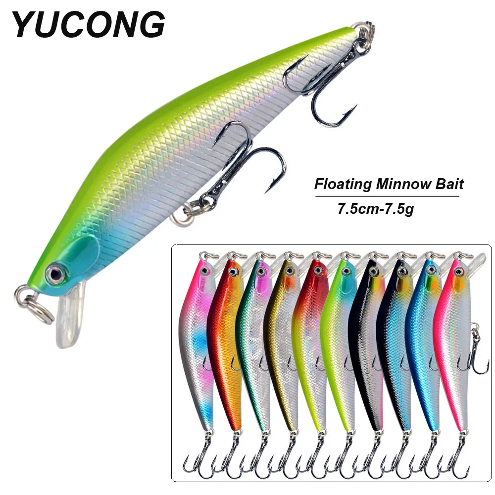 Yucong 1px schwimmende Elritze Leurre 75mm-7,5g laute Fisch köder Top water Hart köder Wobbler Hart Kuder Cebo Duro Fischen Isca