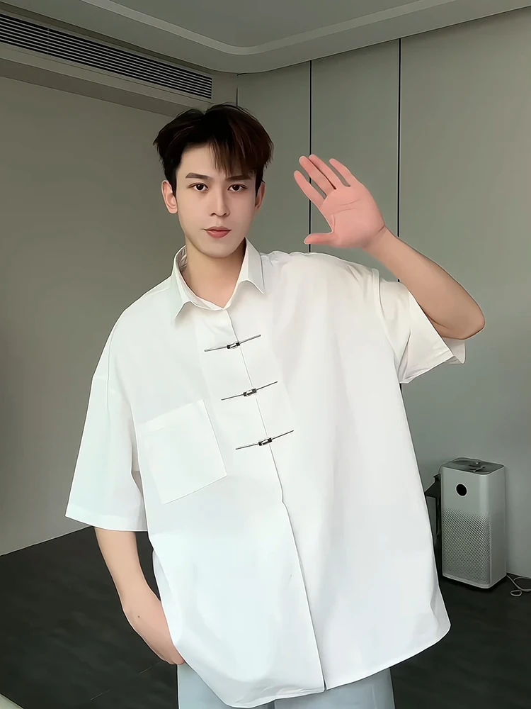 

New Chinese Sle Men's White Ice Silk ort Sve irt Summer Airplane Button Cool Sensation Loose Fit Youth Faion