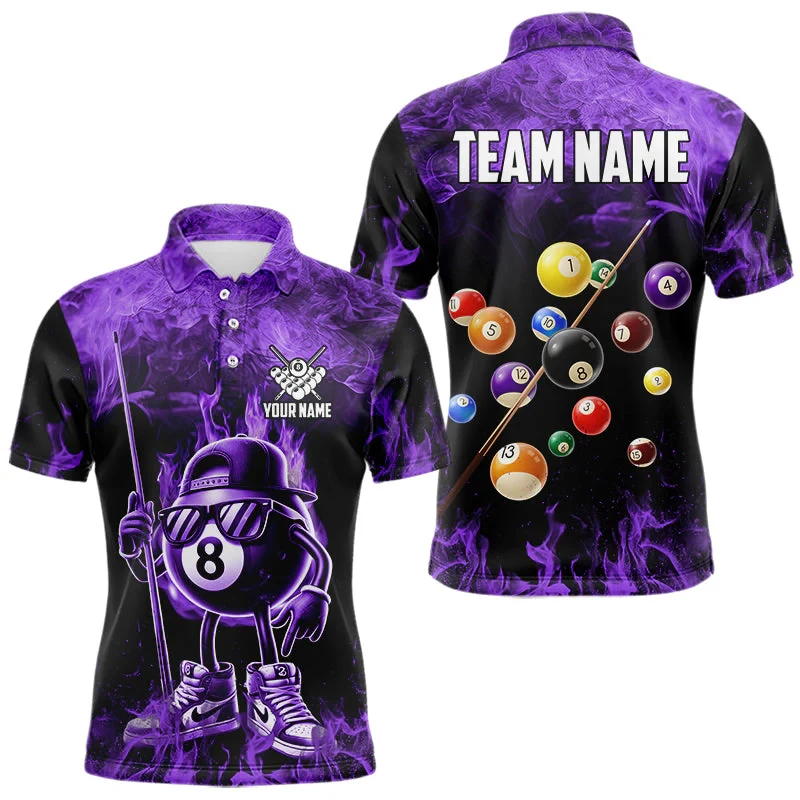 Personalized Name Men's Billiards Short Sleeve Polo Shirt Outdoor Casual Daily Street Summer 3D Print Black 8 Oversized Shirts