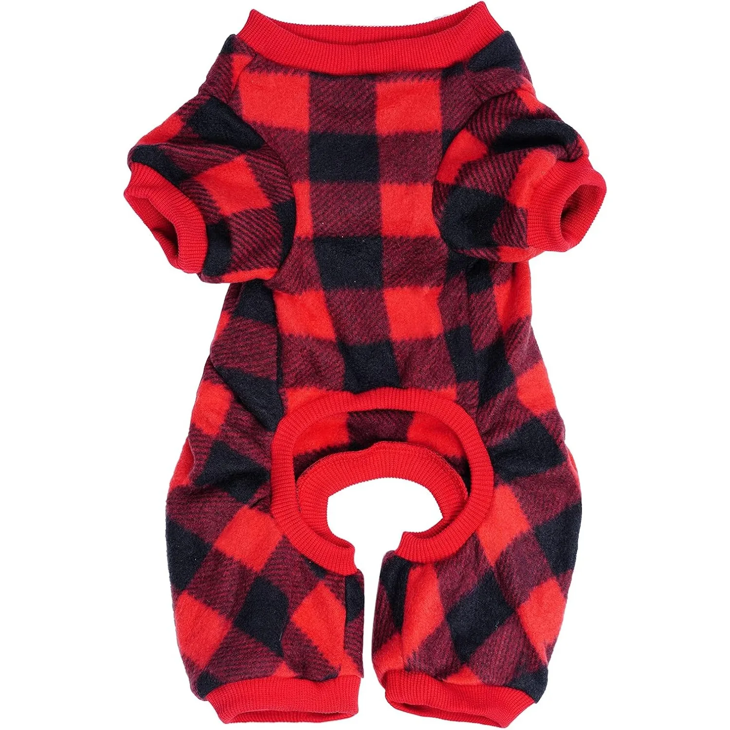 Christmas Dog Pajamas Puppy Christmas Outfit Buffalo Plaid Dog Onesie Warm Clothes for Small Medium Dogs Cat Sweater Pet Pajamas