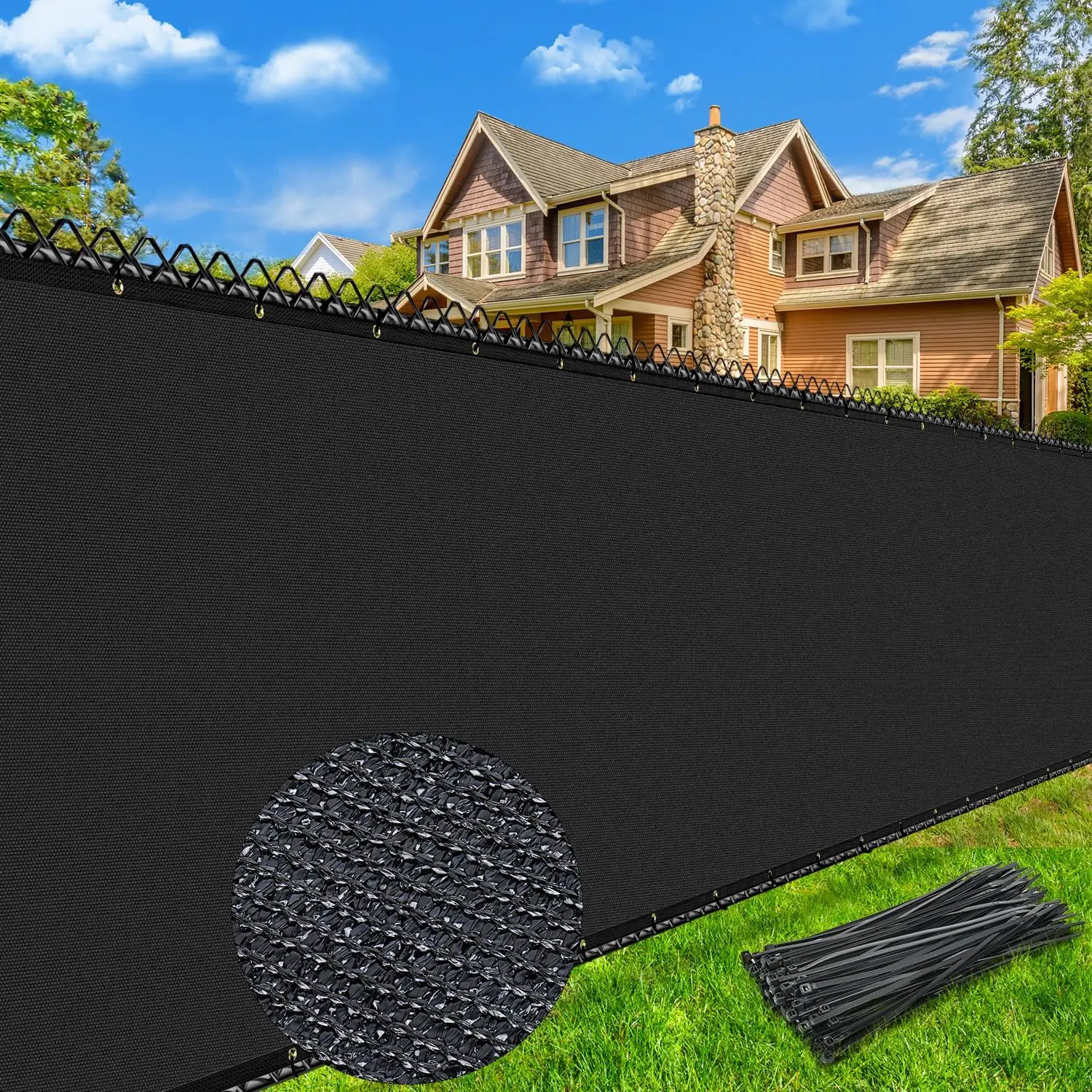 6x50FT Heavy Duty Privacy Fence Screen, 170 GSM Shade Cover with Brass Grommets, 90% Blockage for Garden Yard
