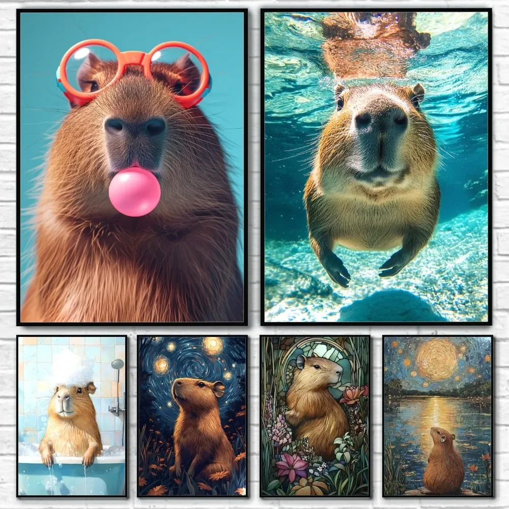 2026 Cute Capybara Poster Room Decor Home Decoration Interior Wall Art Printing Waterproof Garage BedRoom Posters Gift