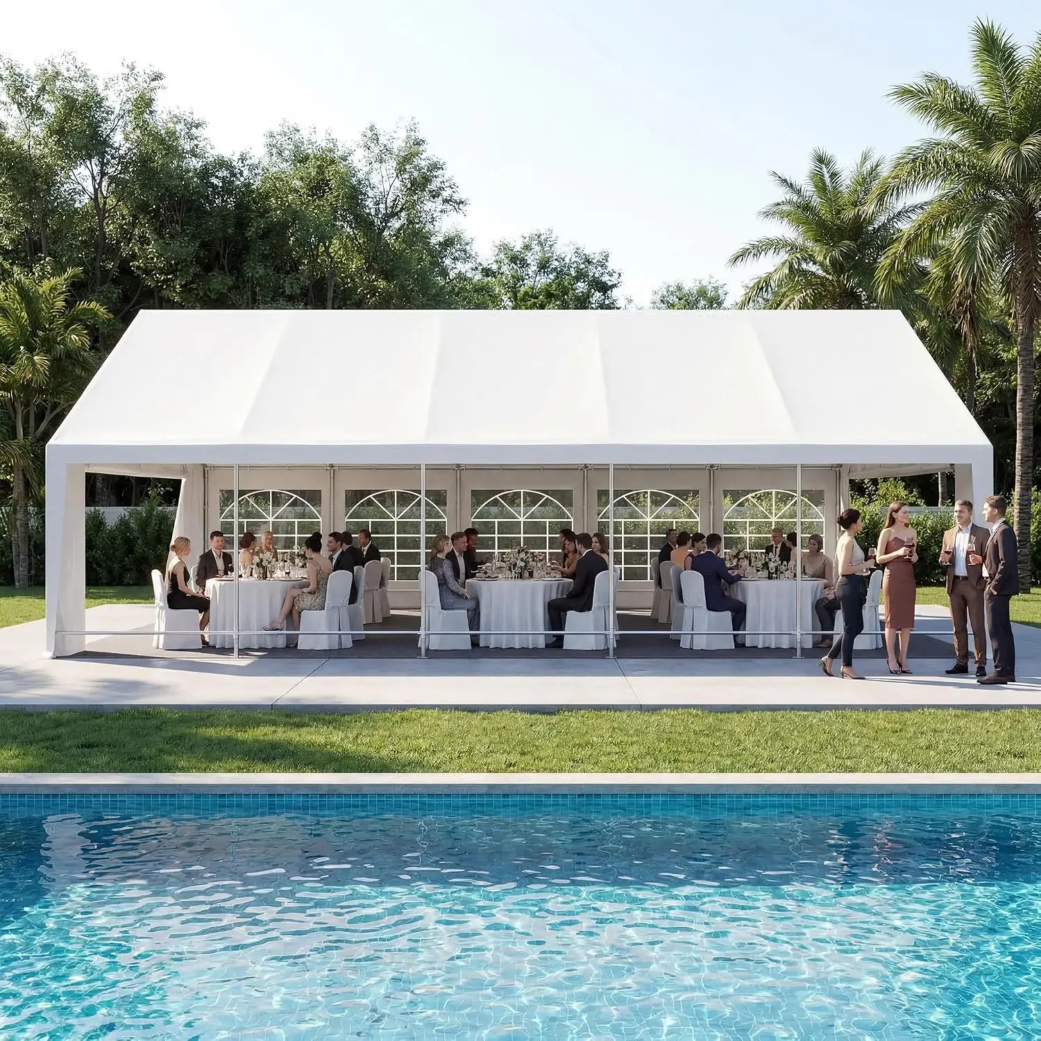 20x30 Party Tent, Heavy Duty White Wedding Canopy with Removable Sidewalls & Steel Frame, Event Shelter Tent for, Customized