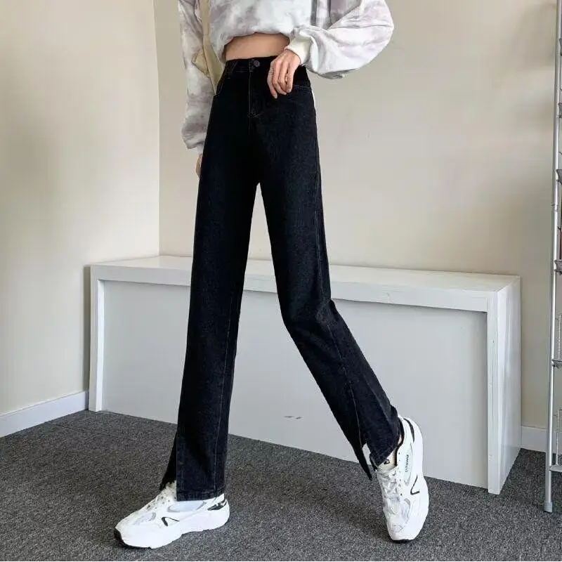 

High Waist Wide Leg Jeans Women's Spring Autumn New plus Size Slimming Floor Length Trousers Casual Straight Cut Denim
