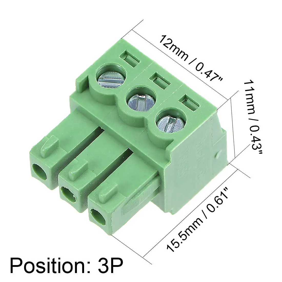 Keszoox 3.81mm Phoenix Connectors 10Pcs AC300V 8A 3.81mm Pitch 3P Flat Angle Needle Seat Insert-in PCB Terminal Block