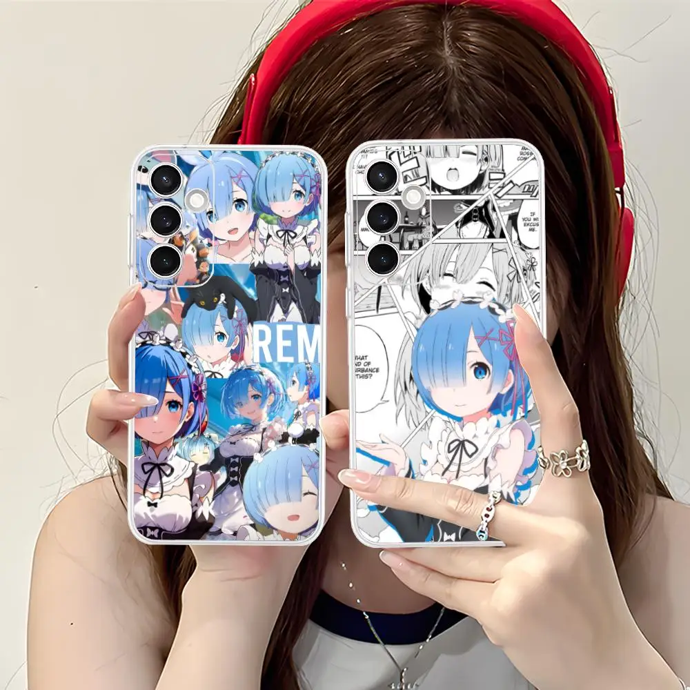 ReZero Rem Waifu Clear Mobile Phone Case for Samsung Galaxy S25 S24 S23 S22 S21Plus FE Ultra Colorful Cover
