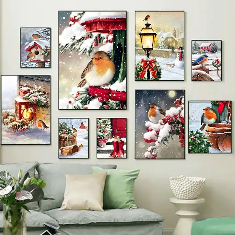 Christmas Day Picture Wall Art Canvas Painting Poster and Prints Nordic Wall Picture Children's Room Family Decoration Mural