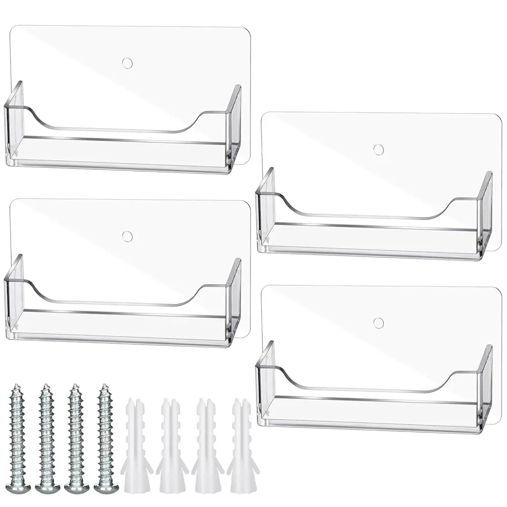 

Настенный держатель для визиток из прозрачного акрила, 4 шт., настольный органайзер для визиток, пластиковая подставка для двери/стола