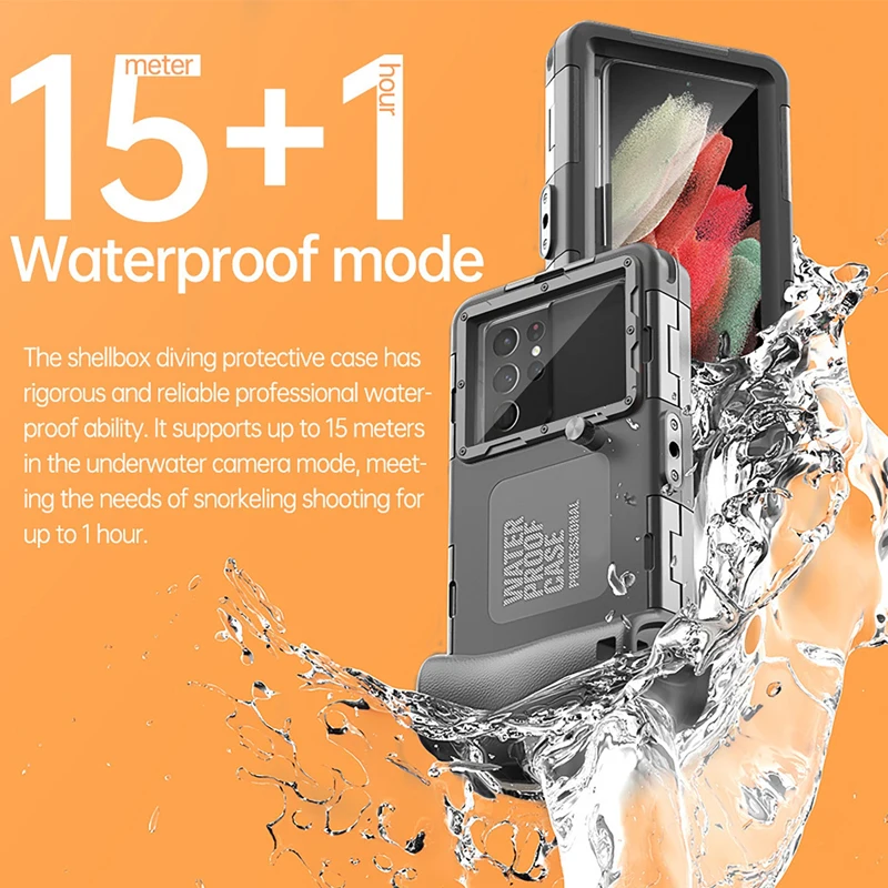 

Professional Diving Phone Case For iPhone 15 14 13 12 Pro Max Underwater Taking Waterproof Cases Cover For Samsung Xiaomi Huawei