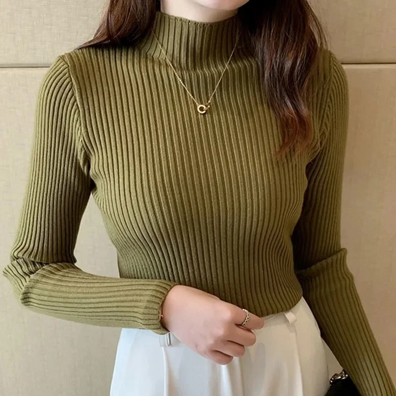 2023 primavera autunno maglione da donna dolcevita Pullover Slim Solid camicetta maglione Bottoming Shirt top Jumper Soft Pull Femme