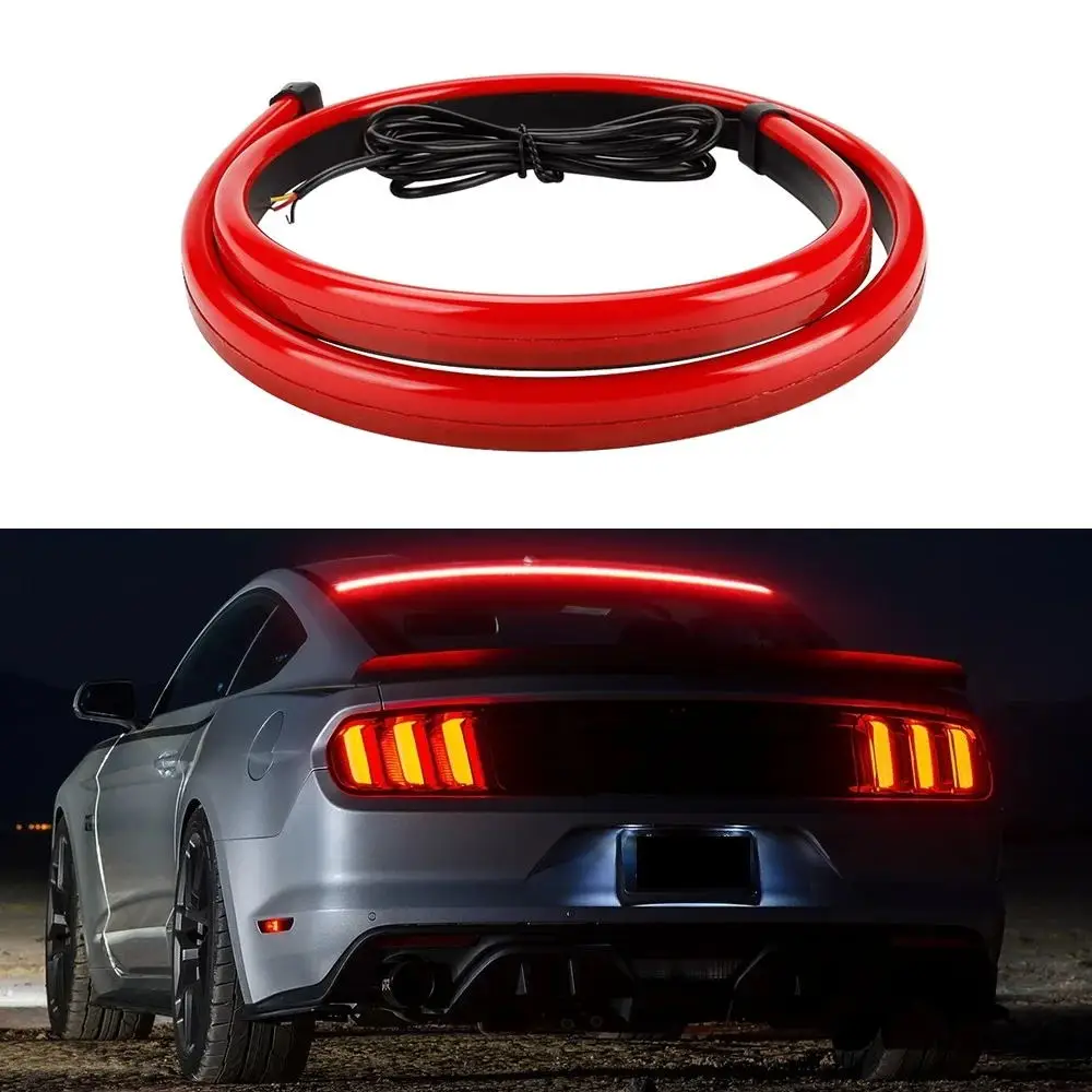 100/90cm High Mount Car Signal Lamp Led Strip Brake Light Stop Driving Warning Tail Lights Single Multiple Mode Flexible Styling