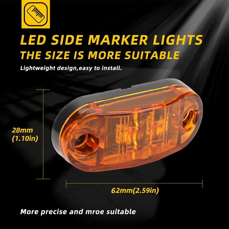 10x 24V Trailer Led Warning Tail Light External Lights Caravan Van Lorry Truck Side Clearance Marker Lights White Amber Red image 2