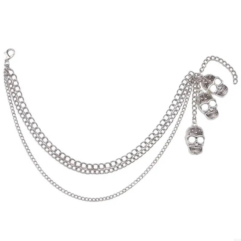 

M6CD Eye Catching Skull Chain Decors for Fashion Lover with Adjustable Length