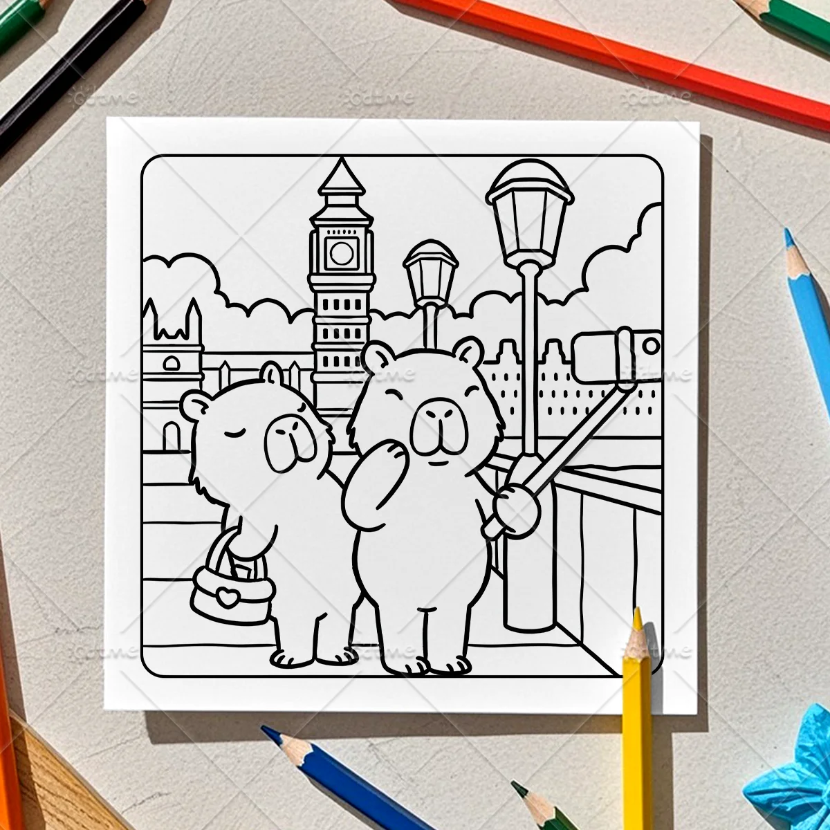 Capybara Adult Coloring Book, Large Print Cozy Funny Capybara Bath Scenes, Stress Relief Relaxing Art Therapy Drawing Book view 5