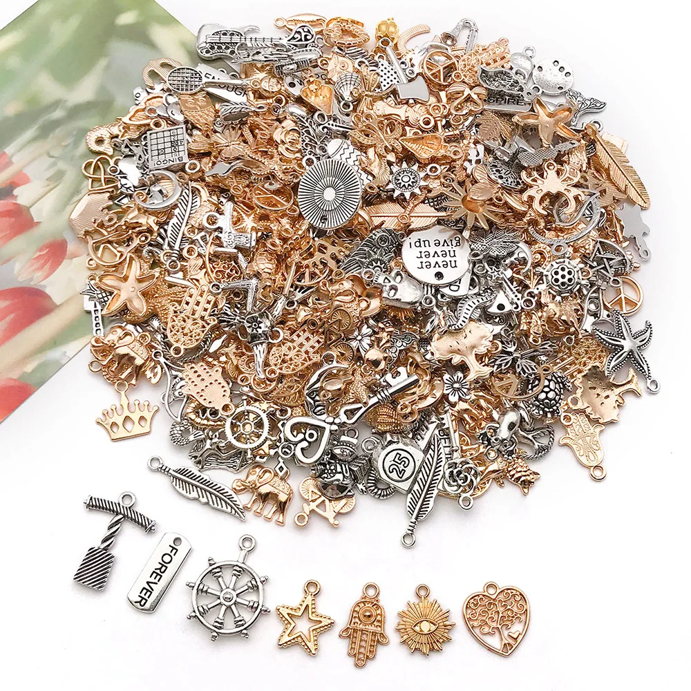 100pcs Tibetan Silver Mixed Pendant Animals Charms Beads for Jewelry Making Bracelet Earrings Necklace DIY Craft Art Charms