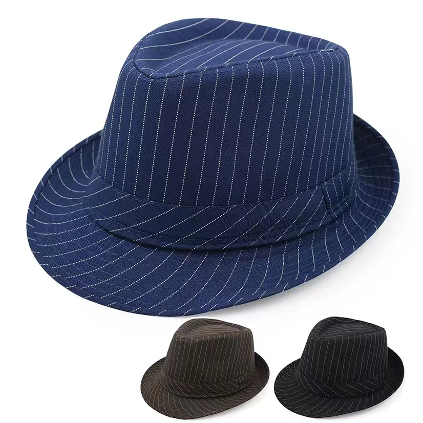 Female British Retro Hat Striped Jazz Hat Stage Summer  Hats for Men Fascinator Hats