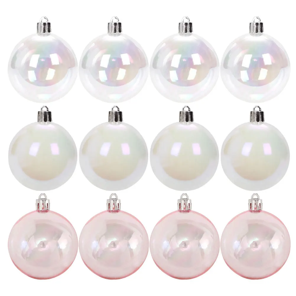 

12 Pcs Baubles Christmas Balls Ornaments Glittering Plastic Hanging Decorations
