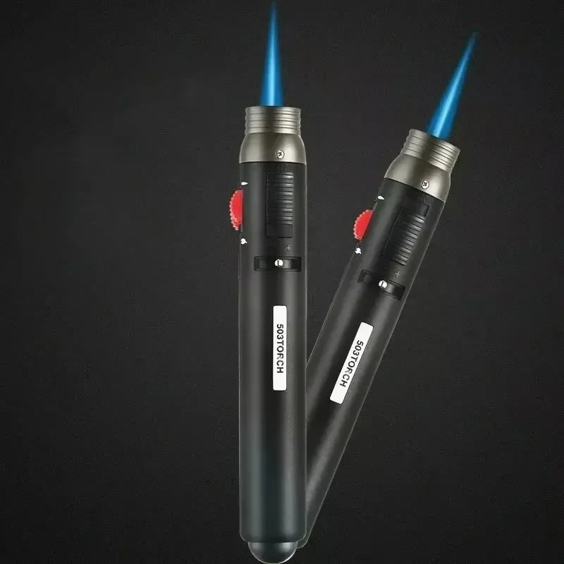 Honest Turbo Dual Jet Butane Lighter Windproof Blue Flame Metal Torch for Cigar Welding Tactical Outdoor Multi-Purpose Survival