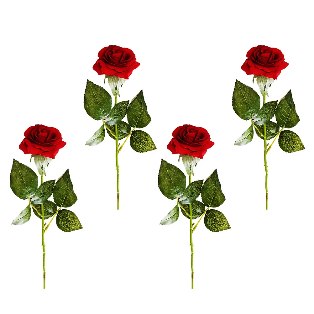 

4Pcs Realistic Fake Rose Flowers Lightweight Simulation Rose Ornament for DIY Flower Decor Household Decoration and Creative