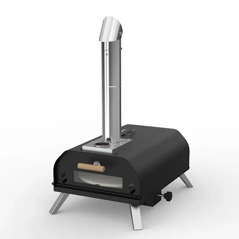 12-Inch Portable Rotating Pizza Oven with Pizza Stone, Wooden Pellet Pizza Grill, Foldable Outdoor Grill