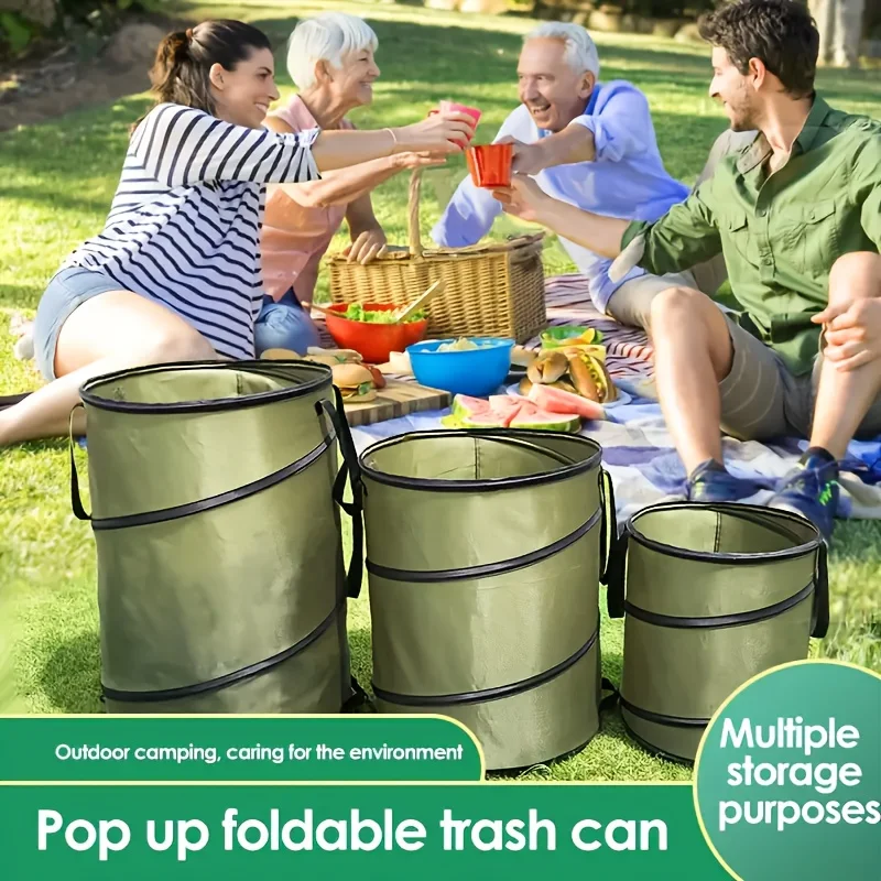 2 Pcs Portable Waterproof Trash Can - 30 Gallon, Folding, Oxford Bag, Ideal for Outdoor Camping, Car, and Home Storage