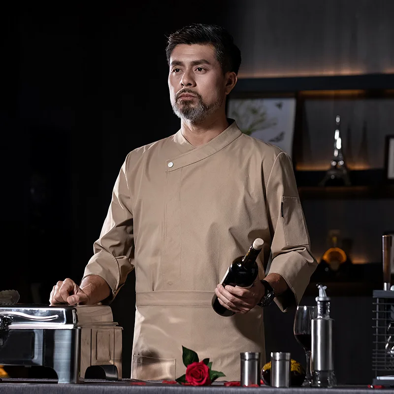 Ropa de trabajo para Chef, manga larga, Otoño Invierno, restaurante, cocina, cocina occidental, Catering, cantimplora, hornear pasteles, pan, ropa