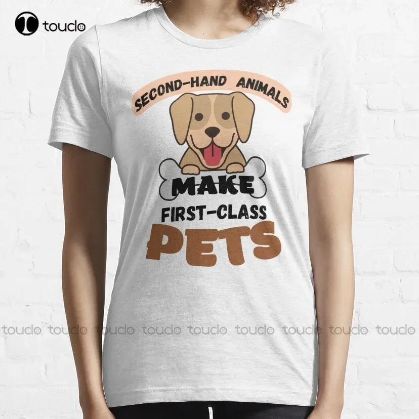 Animais de segunda mão fazem animais de estimação de primeira classe: quer fazer essa pessoa especial feliz? Camiseta clássica masculina Xs-5Xl retrô