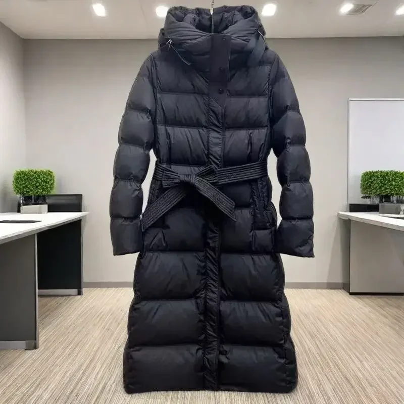 2024 Winter Fashion New Women's Down Jacket Loose Commuter Slim Fit Strap White Duck Down Coat