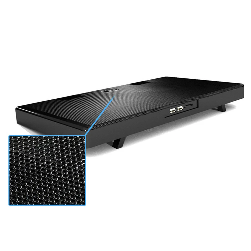 

USB Laptop Cooling Fans Ultra-Slim Quiet Cooler Stand LED Lights Anti-Skid Base Multi-Angle Adjustable Laptop Cooling