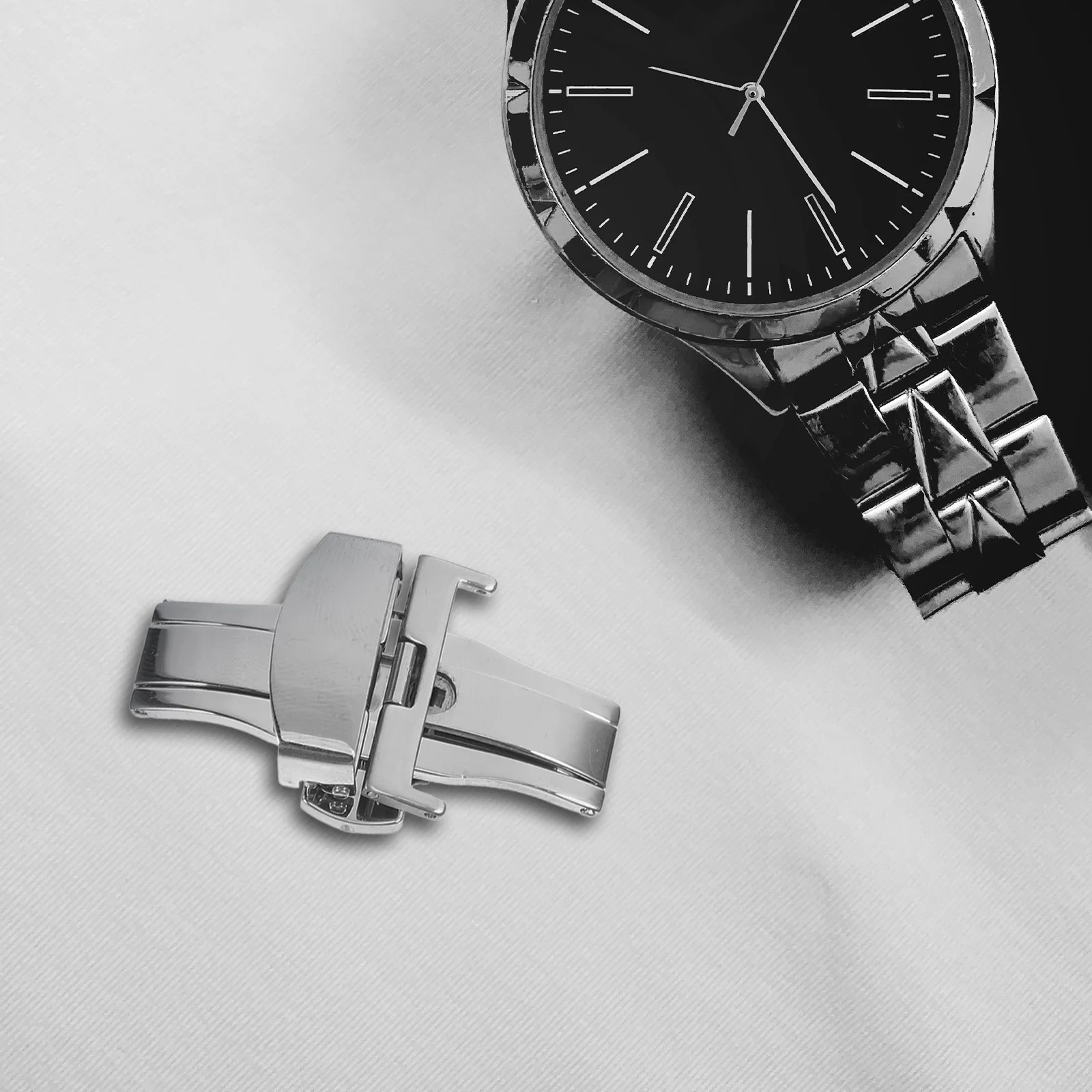 กระดุมสแตนเลสขนาด 20 มม. แบบกดสองชั้น สำหรับตัวล็อคสายนาฬิกา  อะไหล่เปลี่ยนตัวล็อคสายนาฬิกา สีเงิน