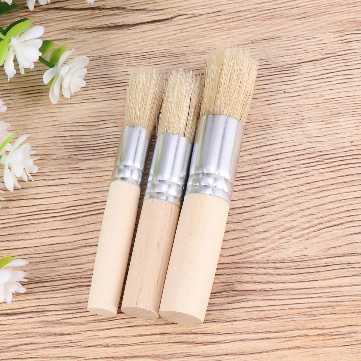 

3 pcs Stencil Brush Bristle Painting Tool Acrylic Oil Watercolor Bamboo Handle Art Craft Gift For Adults Children DIY