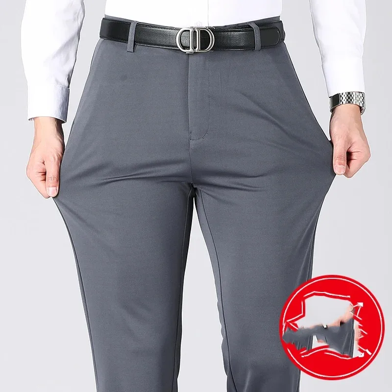 Men's Spring Spring Autumn Waist Solid Button Zipper Pocket Casual Pants Loose Straight Trousers Office Lady England Style Pants