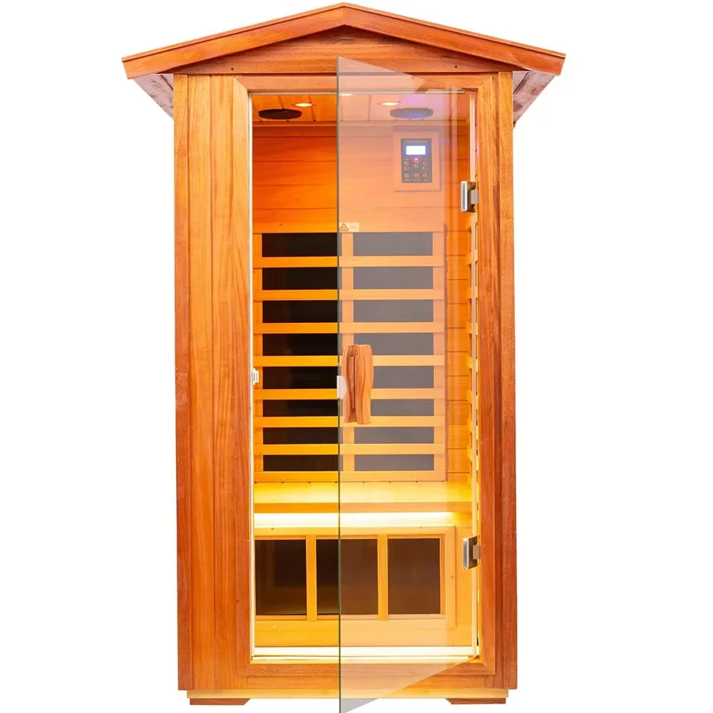 2 Person Far Infrared Sauna Real Wood Red Cedar Outdoor Indoor Steam Room with Control Panel
