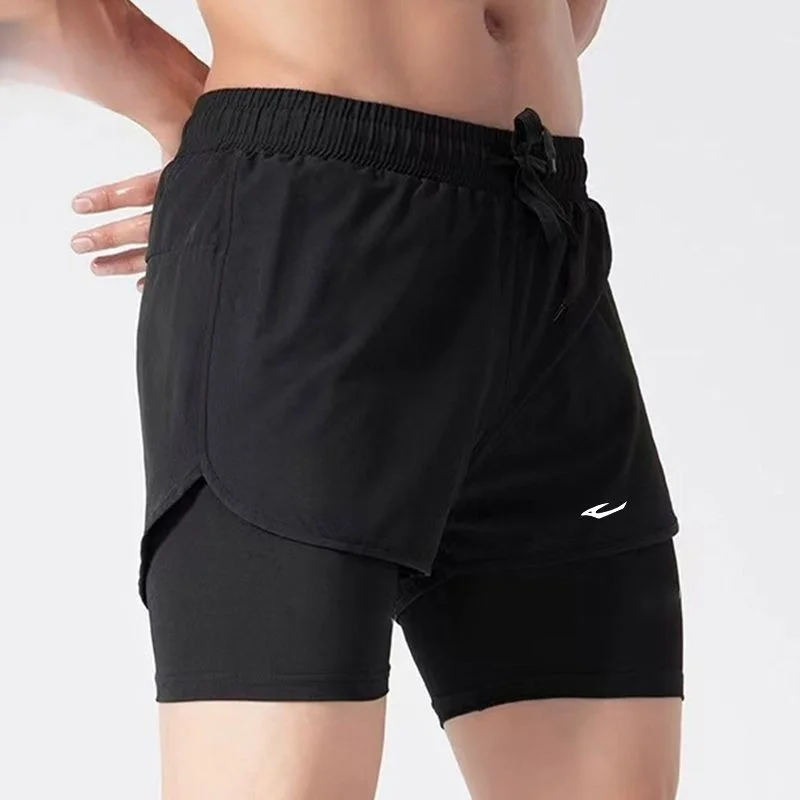 

Summer Sports Swim Trunks Faux Two-piece To Prevent Embarrassment Men's High-end Beach Pants and Running Quick-drying Shorts.
