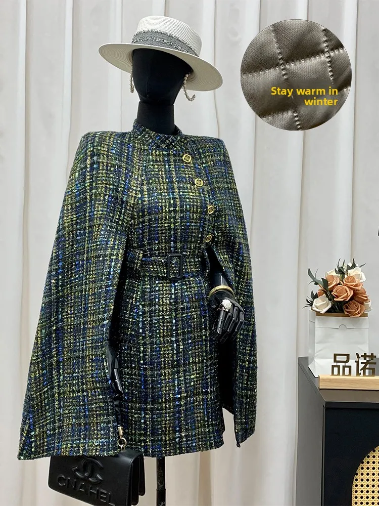 

Pinno Winter Thiened Cotton Woolen Knitted Warm Plaid Sug oulder Wrap Abstract Plaid Outerwear Women's Faion